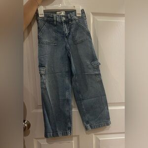 Abercrombieombie kids high rise wide leg 7/8 regular cargo jeans pants